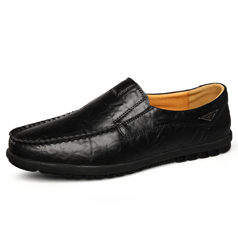 Genuine Leather Men Casual Shoes Luxury Brand Mens Loafers Moccasins Breathable Slip on Black Driving Shoes Plus Size 37-47