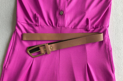 Jumpsuit Women 2021 Europe New single-breasted High Waist Belt wide-legged Pants Jumpsuits Rompers Womens Slim Jumpsuits ZSW2197