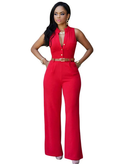 Jumpsuit Women 2021 Europe New single-breasted High Waist Belt wide-legged Pants Jumpsuits Rompers Womens Slim Jumpsuits ZSW2197