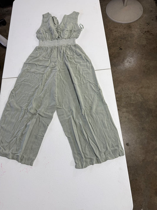 Sage Green Smocked Waist Wide Leg Jumpsuit – Size Small