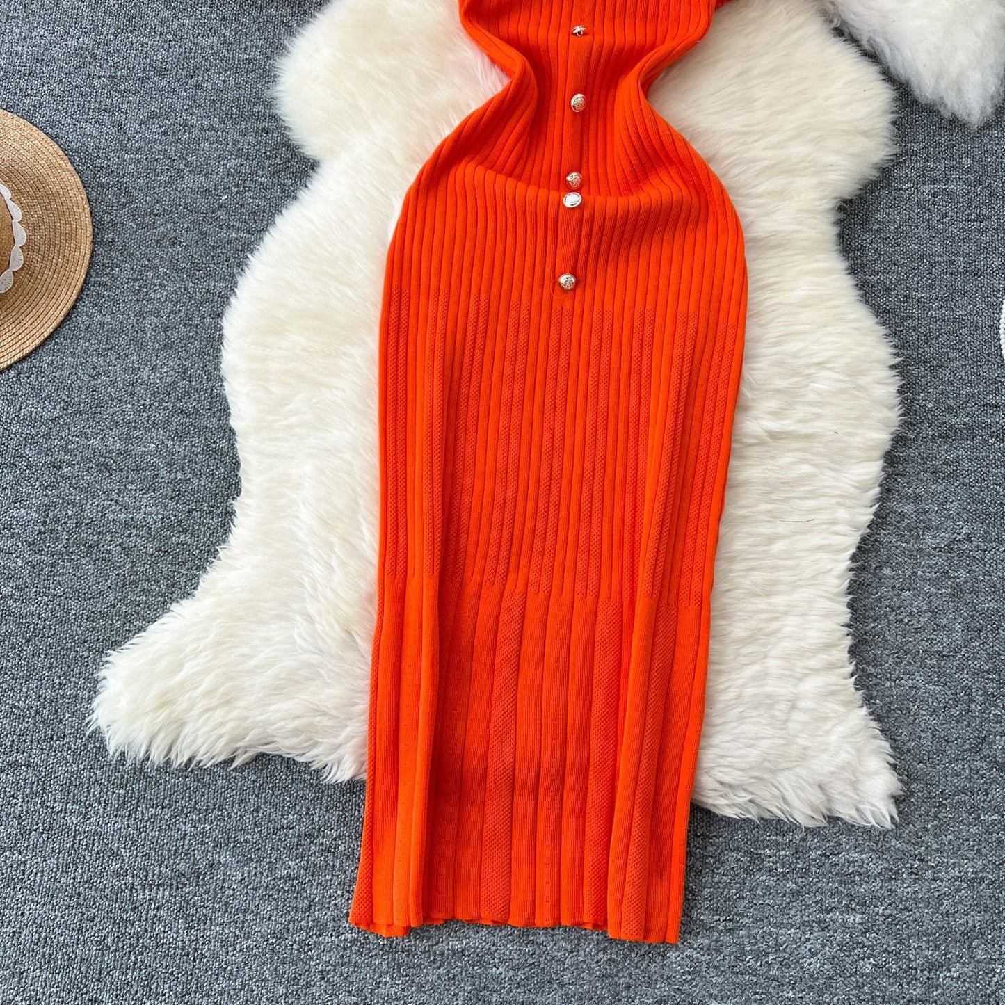 Dresses Women Summer Knitting Long Dress Single Breasted Round Collar Short Sleeve Sexy Bodycon Office Lady Knit Vestidos