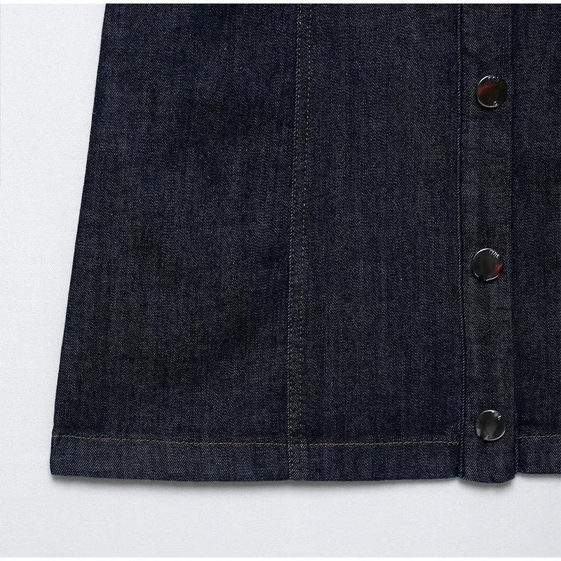 Retro Pleated Long Dresses with Sleeves Women Vintage Single-breasted Slim Female Dress 2025 Spring Summer Lady Street Vestidos