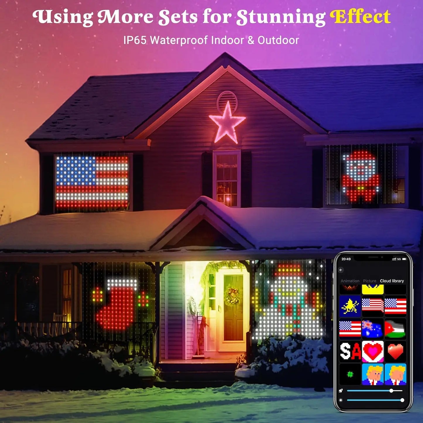 400 LED Smart Curtain Lights String Lights with App Remote Control Music Sync Christmas Curtain String Outdoor Fairy Lights