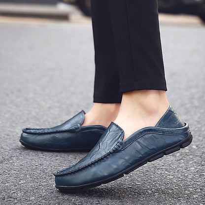 Summer Men Casual Shoes Leather Moccasins Breathable Slip on Boat Shoes Italian Luxury Brand Mens Driving Loafers Size 37-47