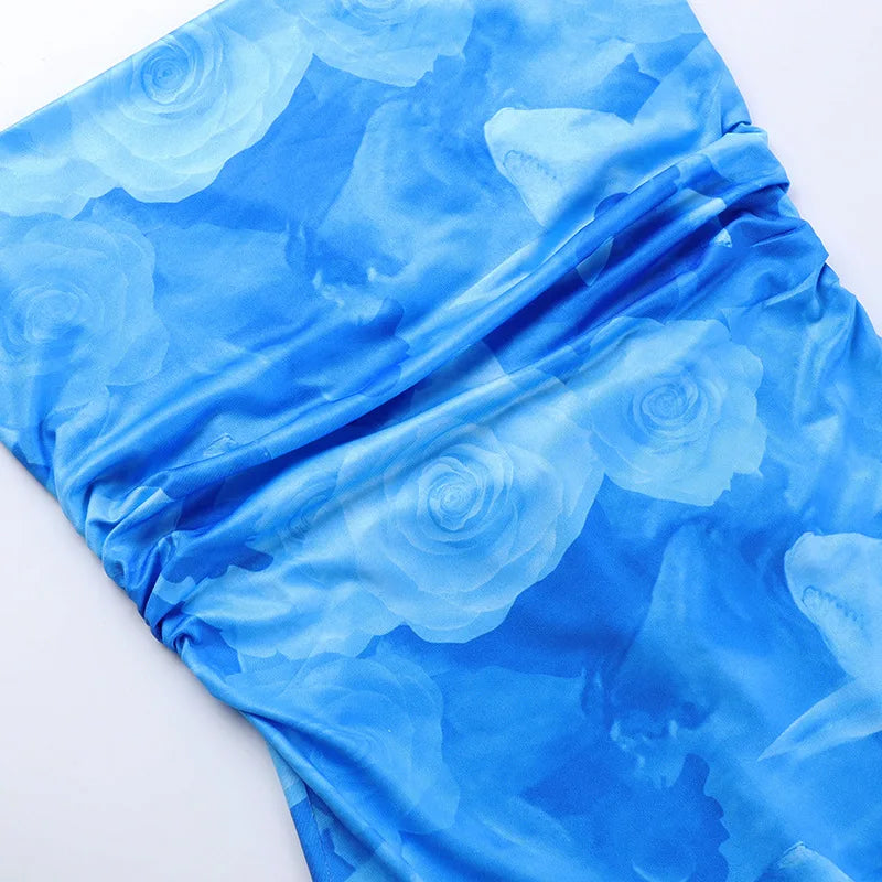 Mozision Spaghetti Strap Print Maxi Dress For Women Gown Summer New Sleeveless Backless Bodycon Club Party Long Dress Fashion