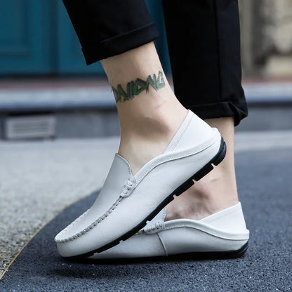 Men Shoes Casual Genuine Leather Mens Loafers Moccasins Designer Slip on Boat Shoes High Quality Chaussure Homme Plus Size 37-47