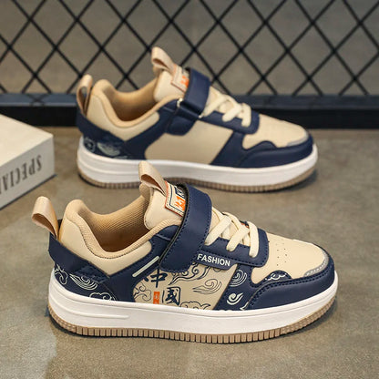 Boys classic board shoes spring children's sports shoes 2024 new primary school students Velcro non-slip casual shoes