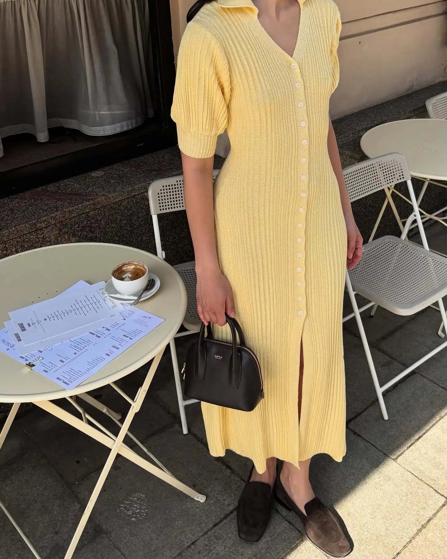 Tornova Fashion Cardigan Long Knitted Dress For Women Puff Sleeve Retro Fashion Sweater Dress 2025 Summer Sexy Vacation Dress