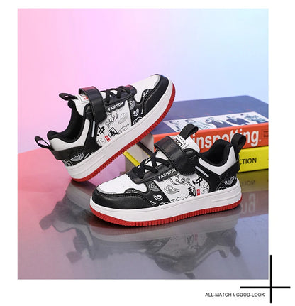 Boys classic board shoes spring children's sports shoes 2024 new primary school students Velcro non-slip casual shoes