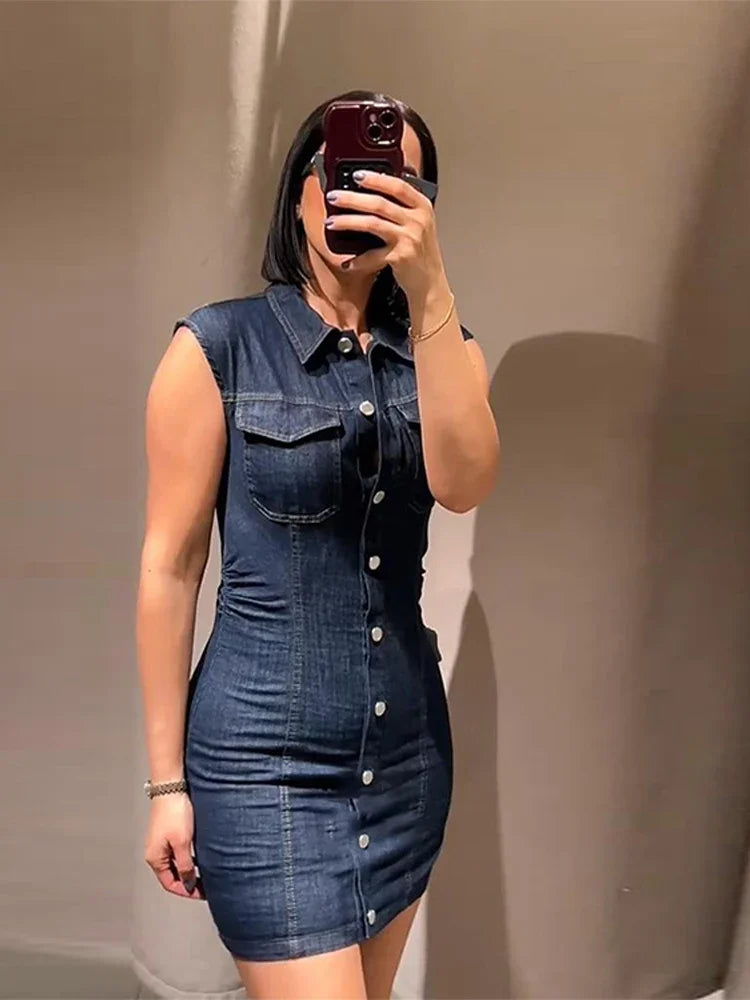 Retro Pleated Long Dresses with Sleeves Women Vintage Single-breasted Slim Female Dress 2025 Spring Summer Lady Street Vestidos