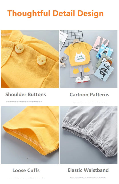 2PCS Children's Sets mother Kids Clothes Boys Girl T-shirt Shorts Summer Cotton Short sleeve Baby Children Clothing Toddler Suit