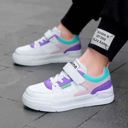 Children's sports shoes waterproof student casual shoes girls flat bottomed leather board shoes boys running shoes