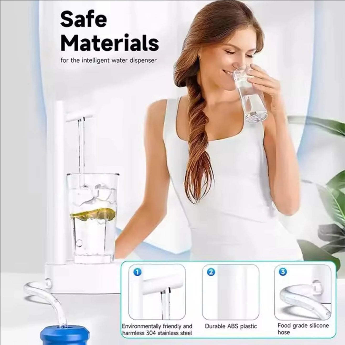 1pcUSB Rechargeable 6-Speed Adjustable Desktop Water Pump, Premium Safe Materials, Sleek Design. Ideal for Home, Office, Kitchen