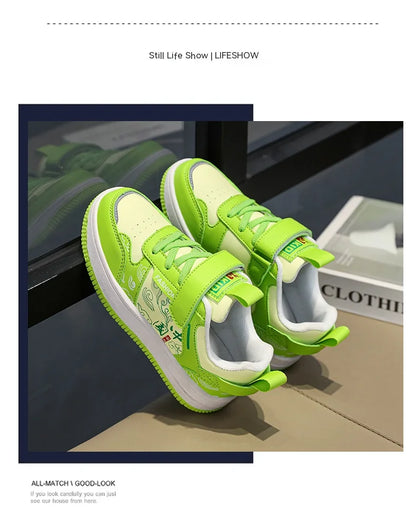 Boys classic board shoes spring children's sports shoes 2024 new primary school students Velcro non-slip casual shoes