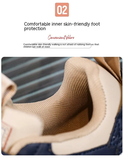 Boys classic board shoes spring children's sports shoes 2024 new primary school students Velcro non-slip casual shoes