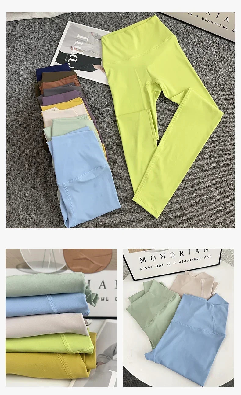 Hot Sale Fitness Female Leggings Running Pants Naked feeling Leggings High Waist Push Up Sport Women Fitness Running Yoga Pants