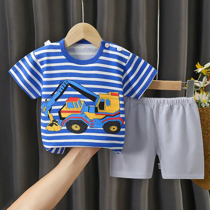 2PCS Children's Sets mother Kids Clothes Boys Girl T-shirt Shorts Summer Cotton Short sleeve Baby Children Clothing Toddler Suit