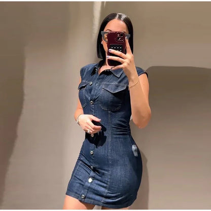 Retro Pleated Long Dresses with Sleeves Women Vintage Single-breasted Slim Female Dress 2025 Spring Summer Lady Street Vestidos