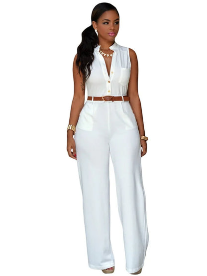 Jumpsuit Women 2021 Europe New single-breasted High Waist Belt wide-legged Pants Jumpsuits Rompers Womens Slim Jumpsuits ZSW2197