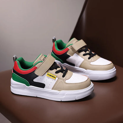 Children's sports shoes waterproof student casual shoes girls flat bottomed leather board shoes boys running shoes