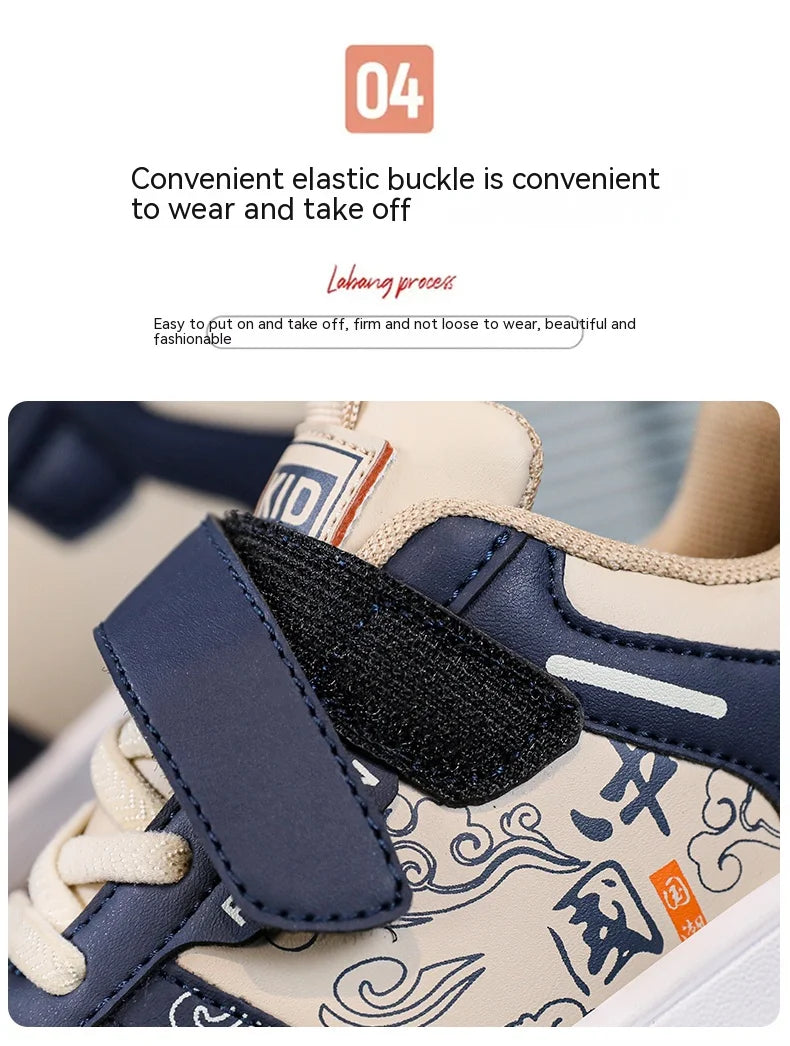 Boys classic board shoes spring children's sports shoes 2024 new primary school students Velcro non-slip casual shoes