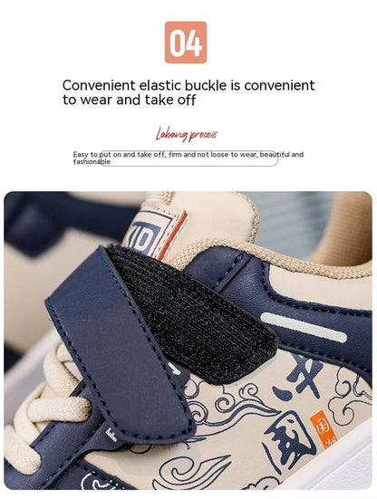 Boys classic board shoes spring children's sports shoes 2024 new primary school students Velcro non-slip casual shoes