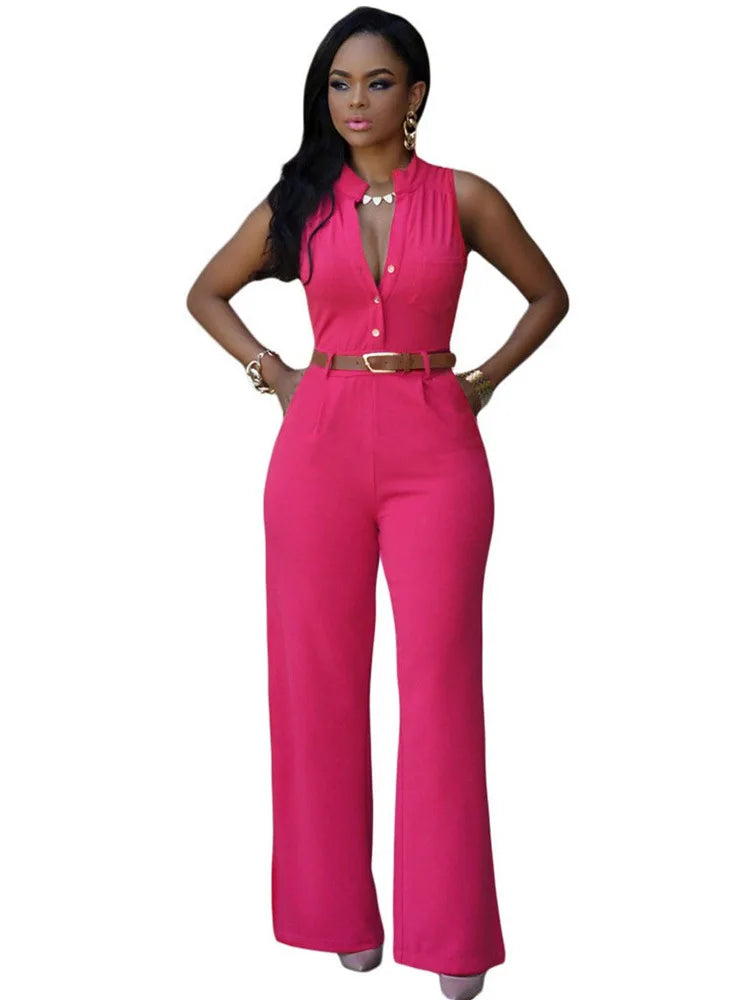 Jumpsuit Women 2021 Europe New single-breasted High Waist Belt wide-legged Pants Jumpsuits Rompers Womens Slim Jumpsuits ZSW2197