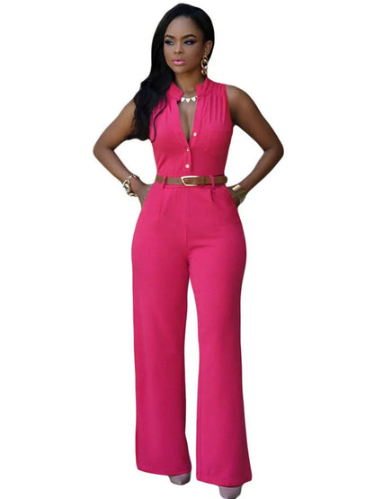 Jumpsuit Women 2021 Europe New single-breasted High Waist Belt wide-legged Pants Jumpsuits Rompers Womens Slim Jumpsuits ZSW2197
