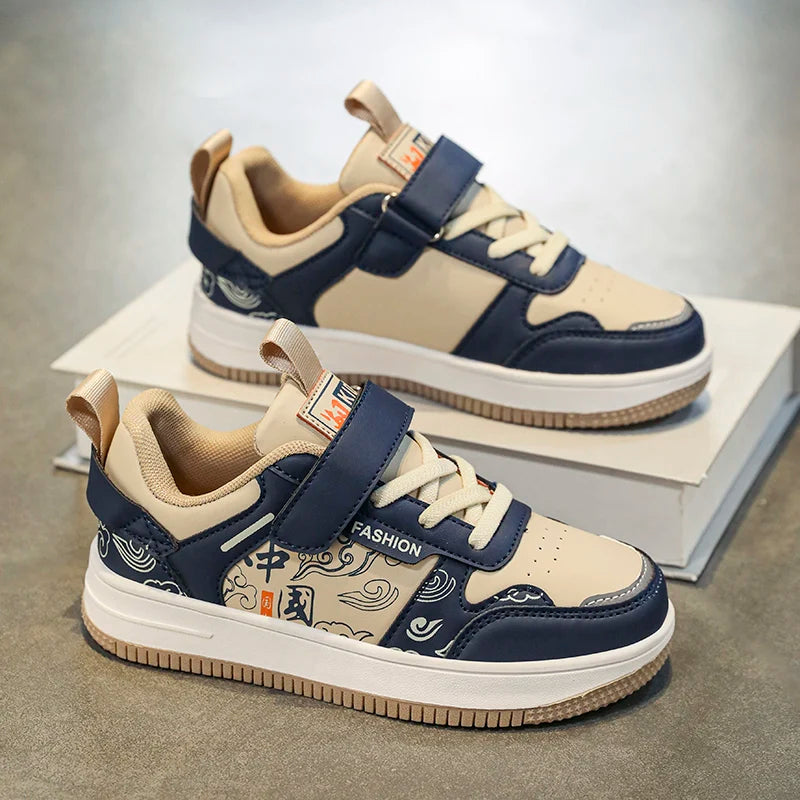 Boys classic board shoes spring children's sports shoes 2024 new primary school students Velcro non-slip casual shoes