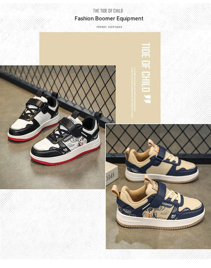 Boys classic board shoes spring children's sports shoes 2024 new primary school students Velcro non-slip casual shoes