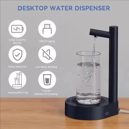 1pcUSB Rechargeable 6-Speed Adjustable Desktop Water Pump, Premium Safe Materials, Sleek Design. Ideal for Home, Office, Kitchen