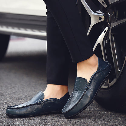 Summer Men Casual Shoes Leather Moccasins Breathable Slip on Boat Shoes Italian Luxury Brand Mens Driving Loafers Size 37-47