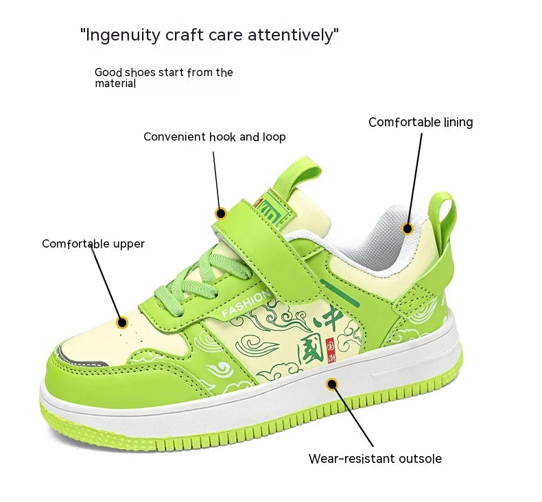 Boys classic board shoes spring children's sports shoes 2024 new primary school students Velcro non-slip casual shoes
