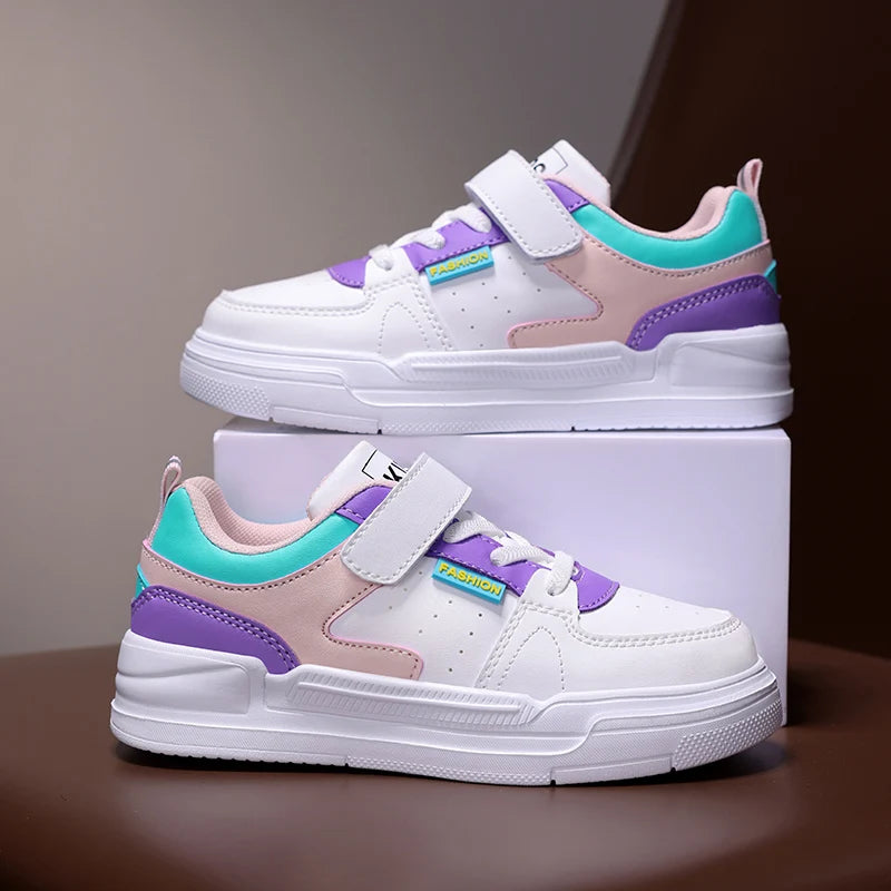 Children's sports shoes waterproof student casual shoes girls flat bottomed leather board shoes boys running shoes