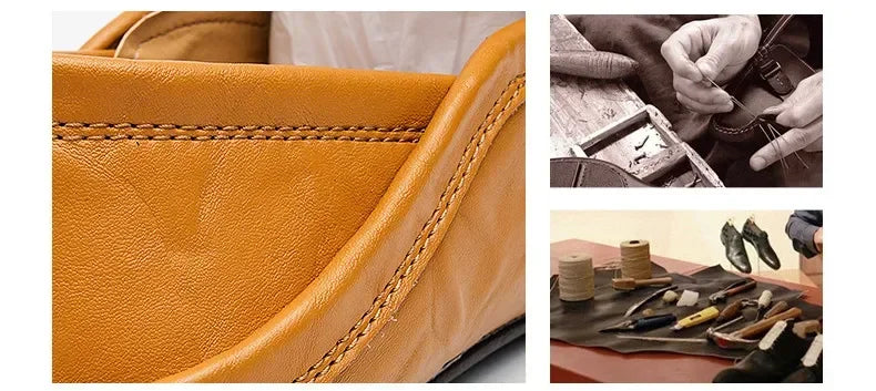 Men Shoes Casual Genuine Leather Mens Loafers Moccasins Designer Slip on Boat Shoes High Quality Chaussure Homme Plus Size 37-47