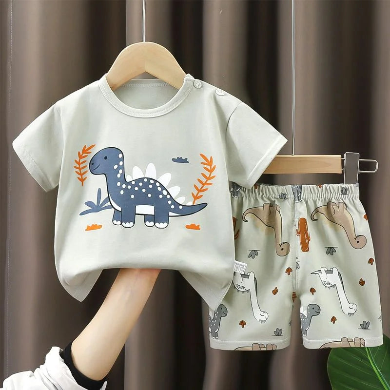 2PCS Children's Sets mother Kids Clothes Boys Girl T-shirt Shorts Summer Cotton Short sleeve Baby Children Clothing Toddler Suit