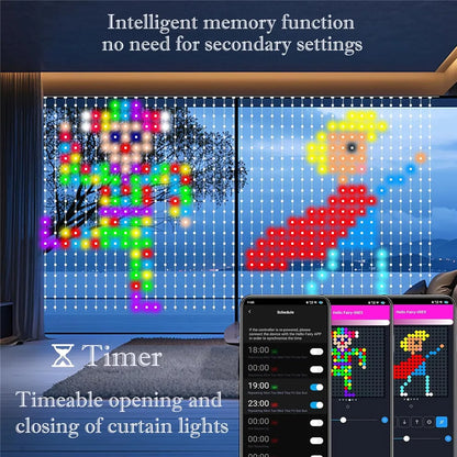 400-800 LED RGB Smart Curtain Lights with Music,App Controls and Remote,LED Party Lights for Wedding/Valentine's Day/Birthday