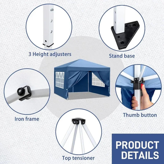 10x10 Pop Up Canopy Tent with Sidewalls, Outdoor Gazebo Canopy Tent, Patio Event Tents Outdoor Commercial Canopy for Parties