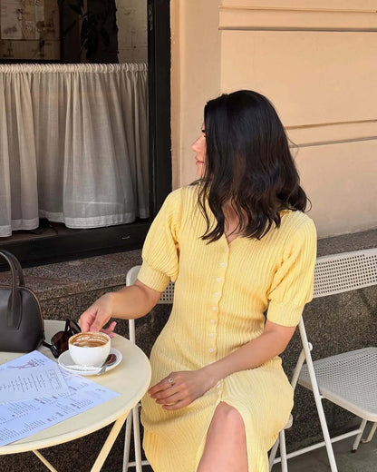 Tornova Fashion Cardigan Long Knitted Dress For Women Puff Sleeve Retro Fashion Sweater Dress 2025 Summer Sexy Vacation Dress