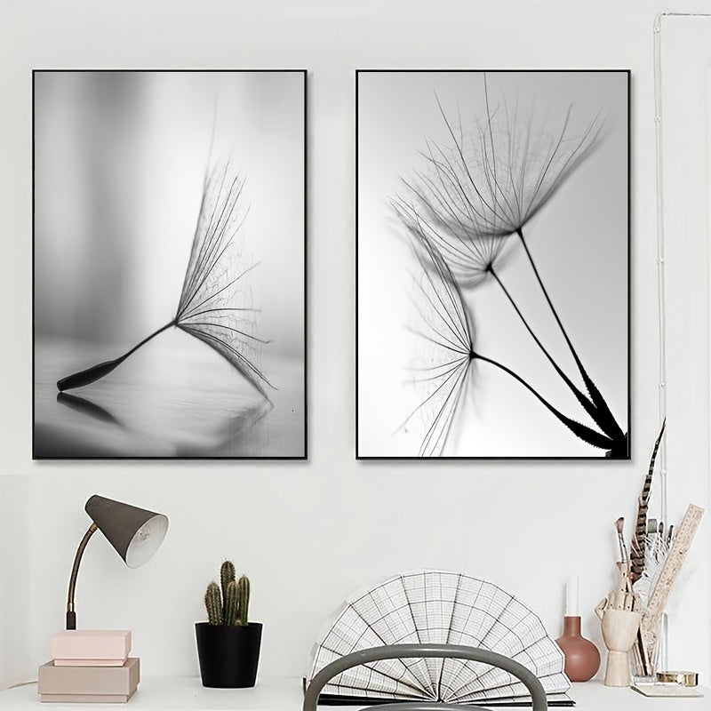 3pcs Black White Dandelion Flower Wall Poster, Wall Canvas, Canvas Painting, 15.7*23.6in Frameless