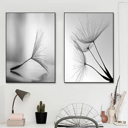 3pcs Black White Dandelion Flower Wall Poster, Wall Canvas, Canvas Painting, 15.7*23.6in Frameless
