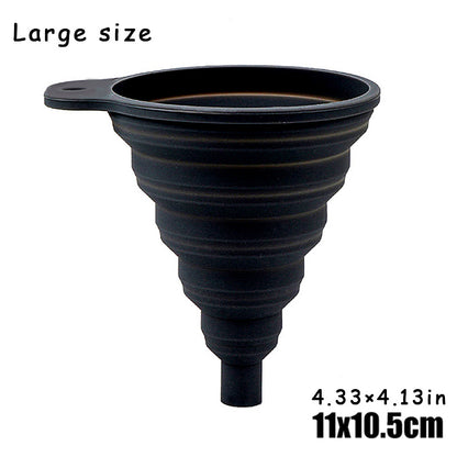 [Large Size] Car Engine Oil Funnel, Car Universal Silicone Liquid Funnel, Foldable Portable Car Oil Change Funnel, Telescopic Long Neck Liquid Funnel