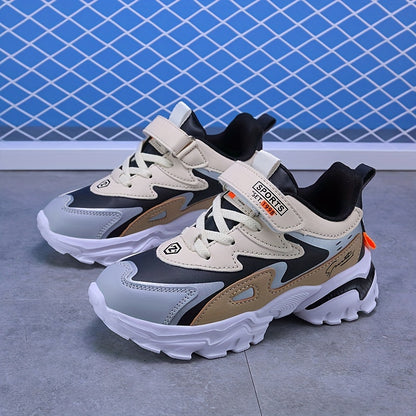 Boys Soft-soled Sneakers, Lightweight Breathable Non-slip Hook-and-loop Fastener Casual Shoes