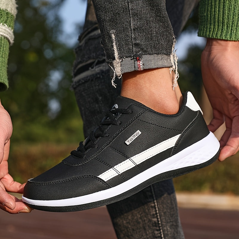 VanWeir Men'S Lightweight Running Sneakers - Navy Blue & Brown Two-Tone Design, Breathable Mesh Lining, Stability Support, MD/TPR Sole for Outdoor Training, Hiking & Casual Wear, Hiking Footwear, Modern Sneakers, Comfortable