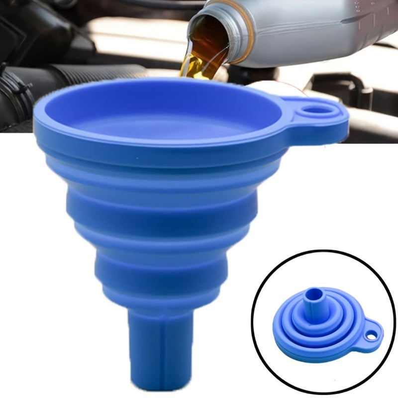 [Large Size] Car Engine Oil Funnel, Car Universal Silicone Liquid Funnel, Foldable Portable Car Oil Change Funnel, Telescopic Long Neck Liquid Funnel