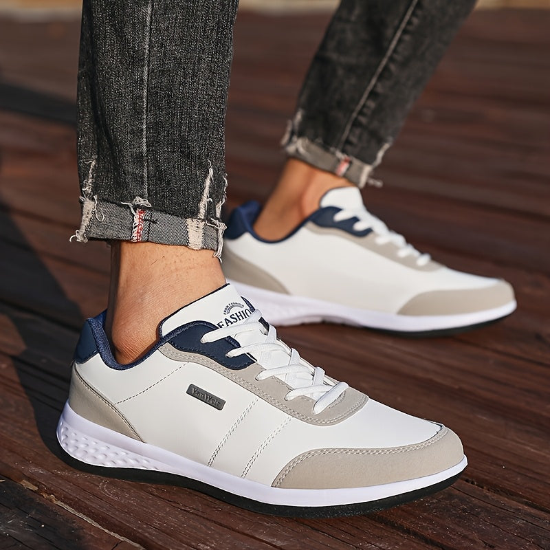 VanWeir Men'S Lightweight Running Sneakers - Navy Blue & Brown Two-Tone Design, Breathable Mesh Lining, Stability Support, MD/TPR Sole for Outdoor Training, Hiking & Casual Wear, Hiking Footwear, Modern Sneakers, Comfortable