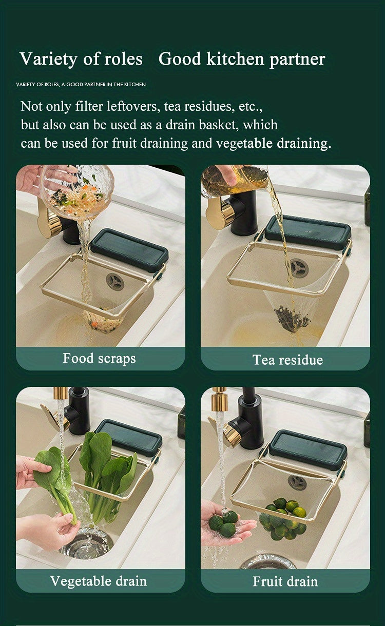 Foldable Sink Strainer and Filter Rack - Eliminate Clogging and Keep Your Sink Clean with Ease!