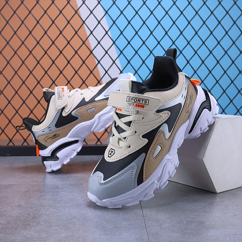 Boys Soft-soled Sneakers, Lightweight Breathable Non-slip Hook-and-loop Fastener Casual Shoes