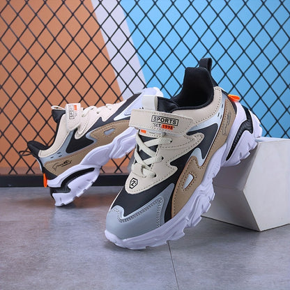 Boys Soft-soled Sneakers, Lightweight Breathable Non-slip Hook-and-loop Fastener Casual Shoes