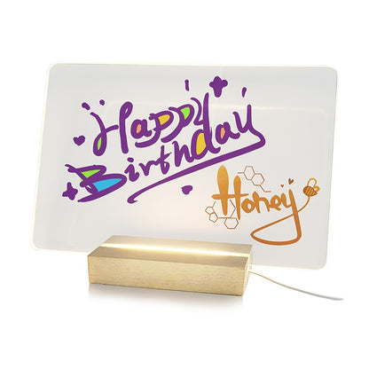 XD-TOPQC Acrylic LED Light Up Dry Erase Board with Stand, USB Powered Tabletop Memo Notepad, Clear Desktop Message Board for Daily Reminder, Planning, and Creative Use - Kawaii Room Decor, Small Notepad